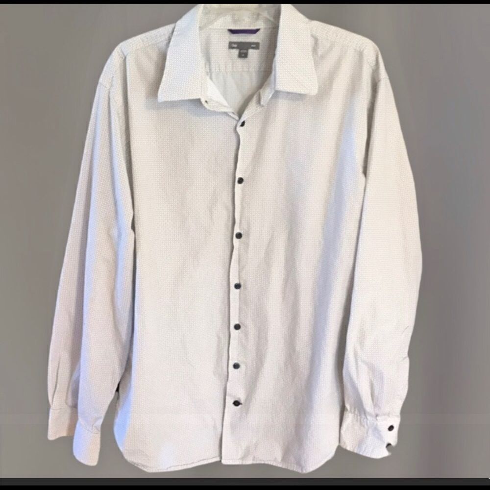 Gap XL Grey & White Long Sleeve Cotton Shirt